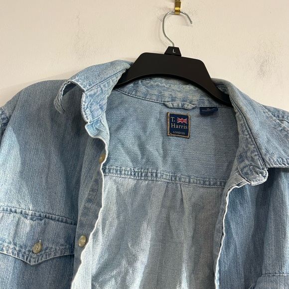T.Harris London Light Denim Button Down Shirt Men’s Size XL - Picture 3 of 5